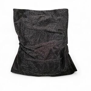 Madden Girl black silver shiny metallic strapless top in size small. New